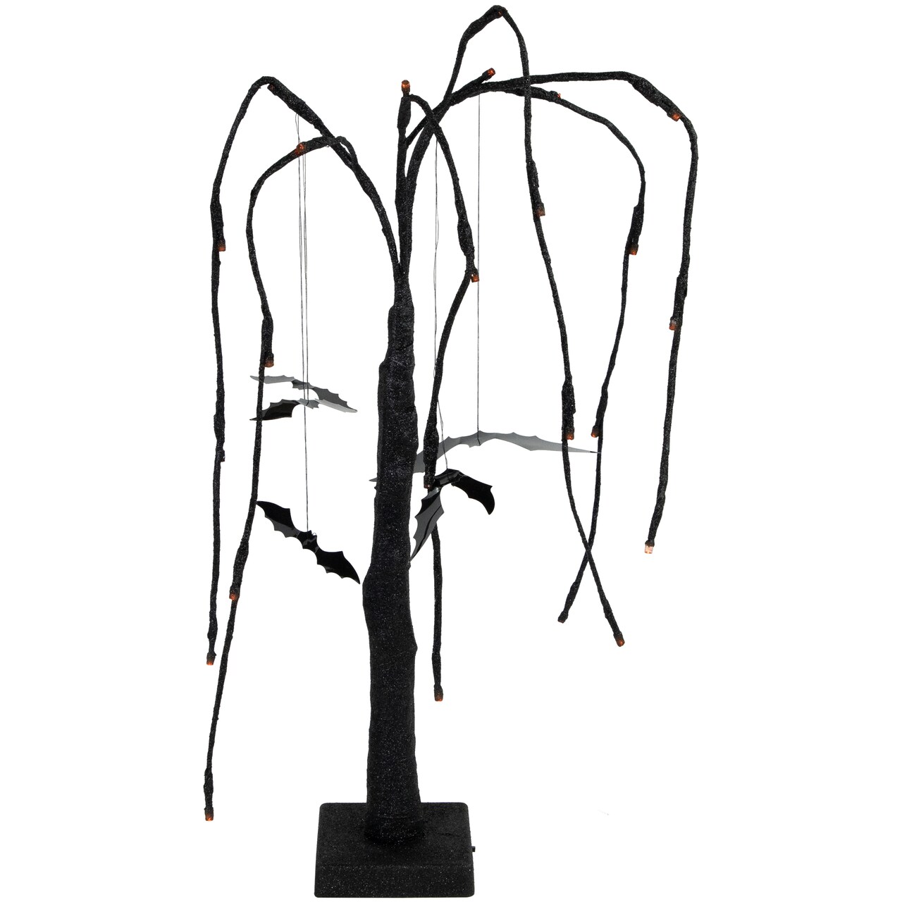 Northlight LED Lighted Glittered Halloween Willow Tree with Bats - 24" - Orange Lights